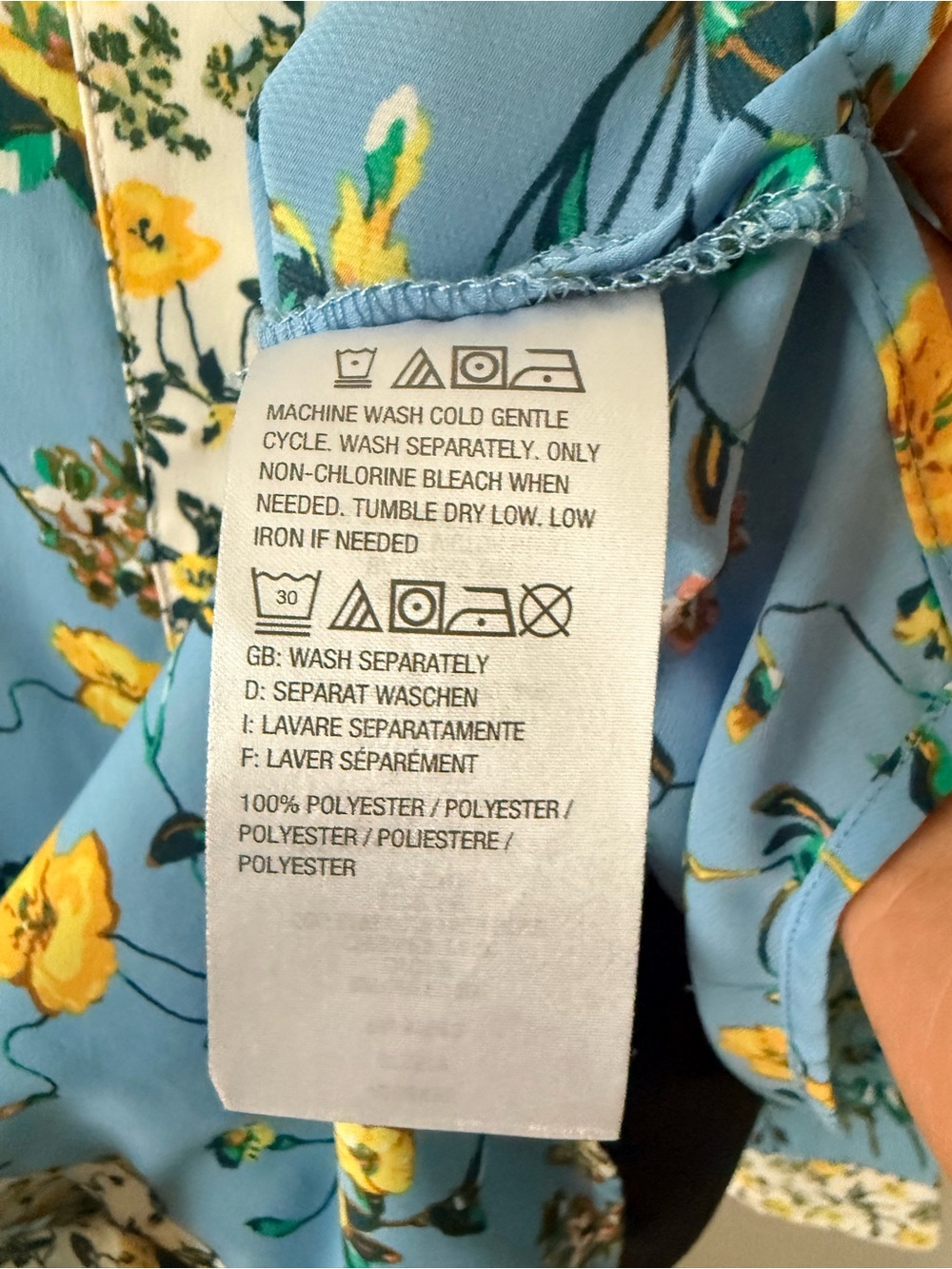 C. Wonder Light Blue Floral Blouse with Yellow Blooms - Picture 4 of 4